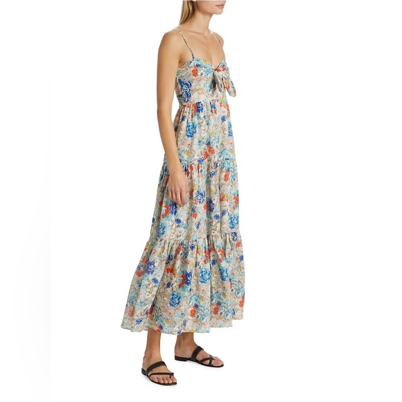 Zimmermann - Clover Tie Front Midi Dress Topaz Peony Floral US 8 / AU 2 / Medium - Picture 12 of 16